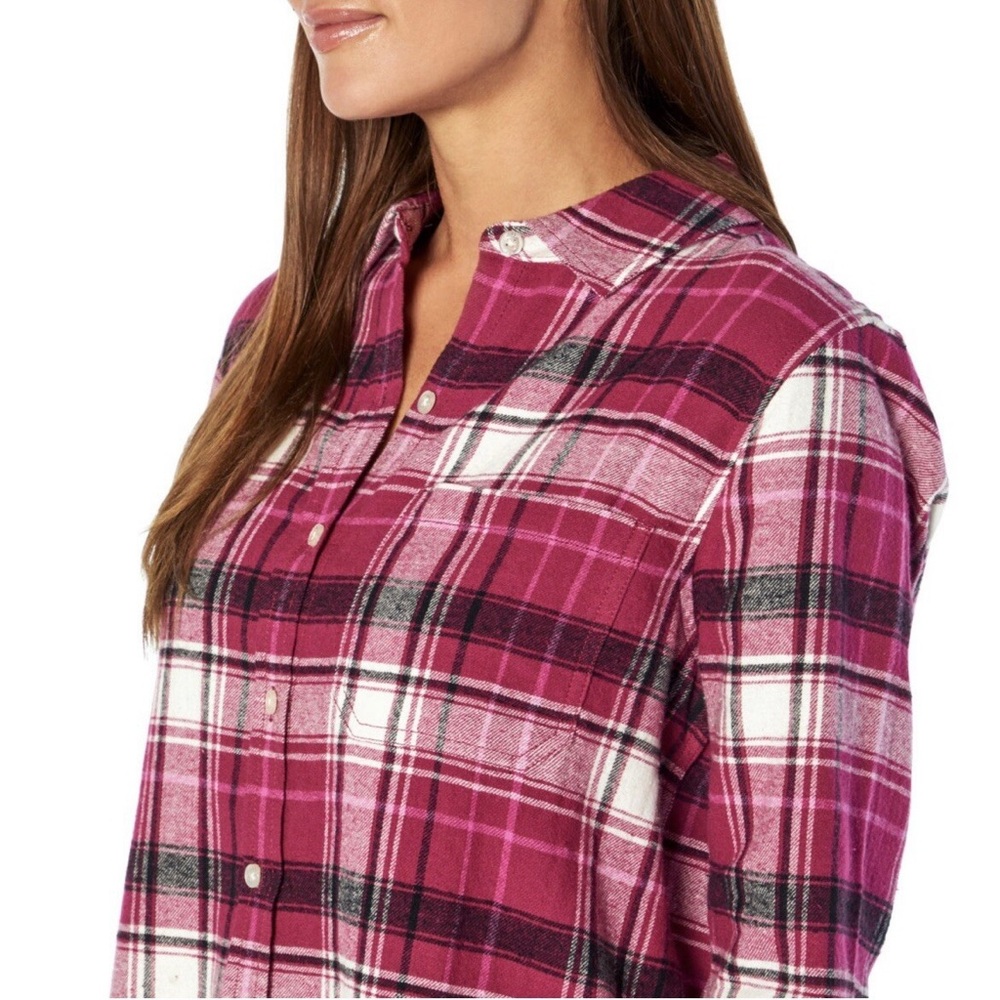GAP Women's Pink and White Plaid Button-Down Shirt - Picture 3 of 9